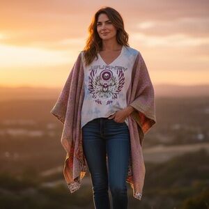 JOURNEY Oversized Poncho-Style Top Handmade One of a Kind Pockets